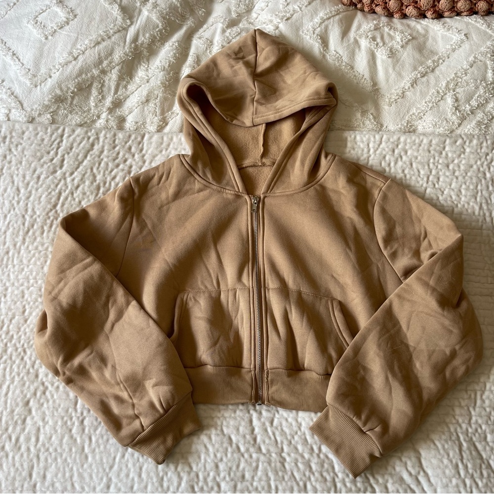 Tan cropped hoodie